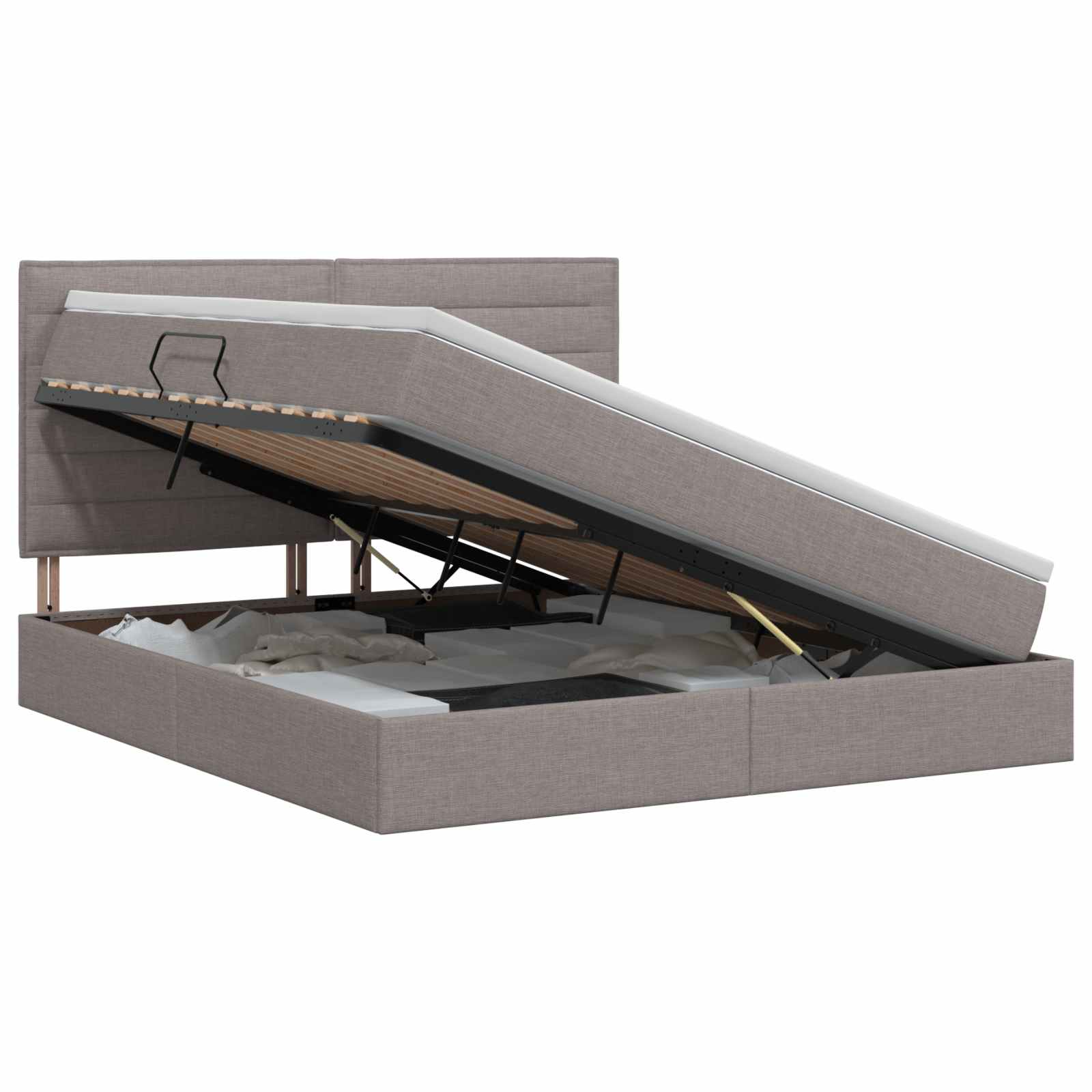 Κρεβάτι με αποθηκευτικό χώρο και στρώμα Taupe 140 x 190 cm - Pakobazaar