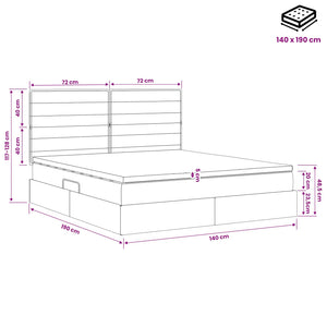 Κρεβάτι με αποθηκευτικό χώρο και στρώμα Taupe 140 x 190 cm - Pakobazaar