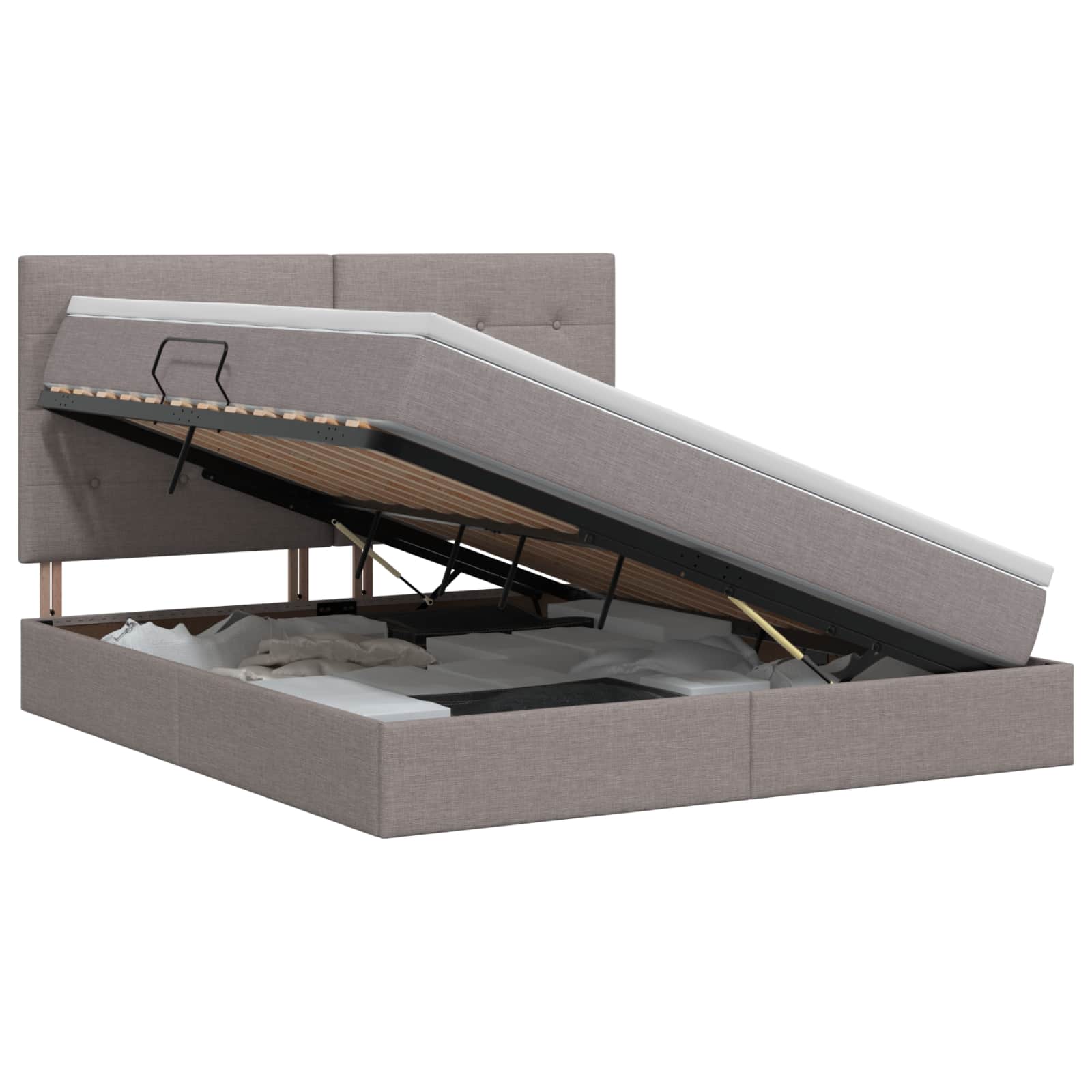 Κρεβάτι με αποθηκευτικό χώρο και στρώμα Taupe 140 x 190 cm - Pakobazaar