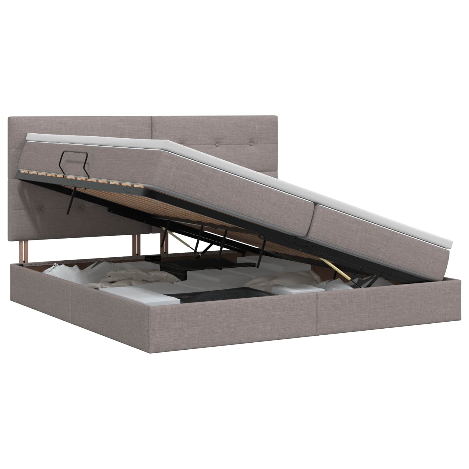 Κρεβάτι με αποθηκευτικό χώρο και στρώμα Taupe 200 x 200 cm - Pakobazaar