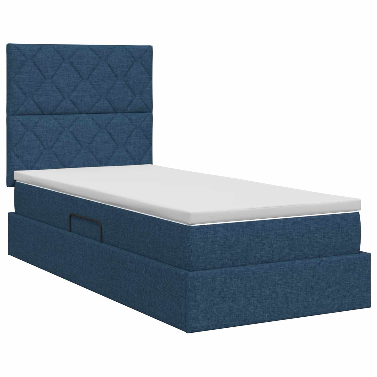 Κρεβάτι με αποθηκευτικό χώρο και στρώμα Μπλε 90 x 190 cm ύφασμα - Pakobazaar