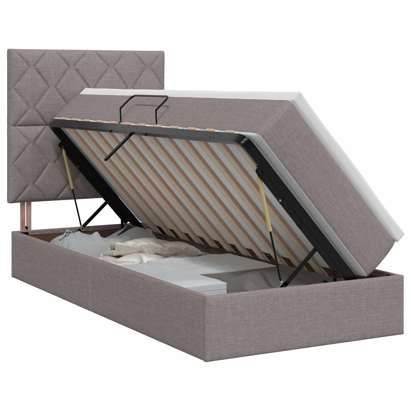 Κρεβάτι με αποθηκευτικό χώρο και στρώμα Taupe 90 x 200 cm