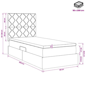 Κρεβάτι με αποθηκευτικό χώρο και στρώμα Taupe 90 x 200 cm