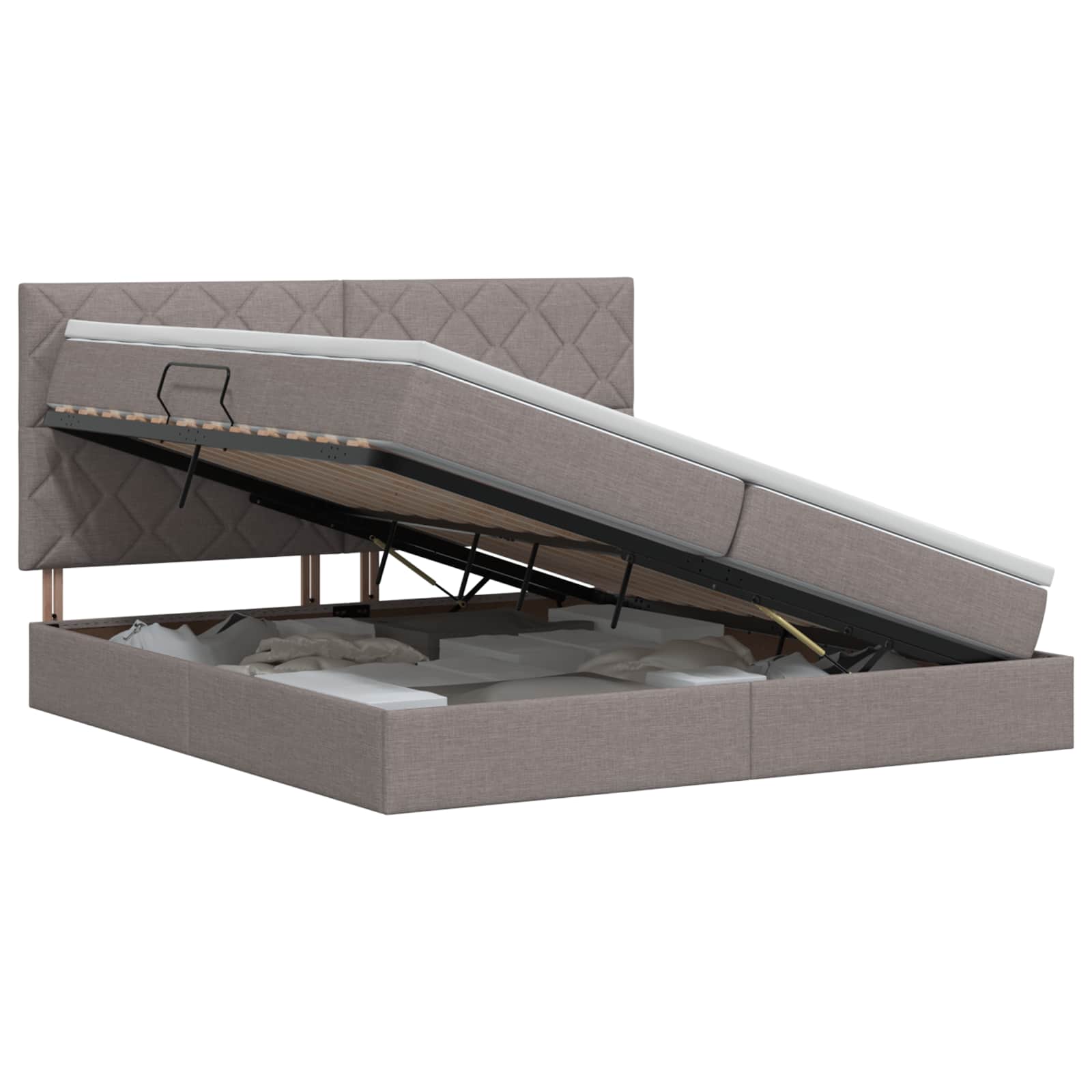 Κρεβάτι με αποθηκευτικό χώρο και στρώμα Taupe 200 x 200 cm - Pakobazaar