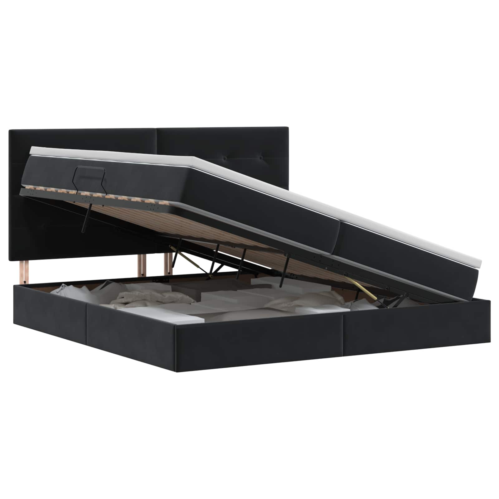 Κρεβάτι με αποθηκευτικό χώρο και στρώμα Μαύρο 200 x 200 cm - Pakobazaar