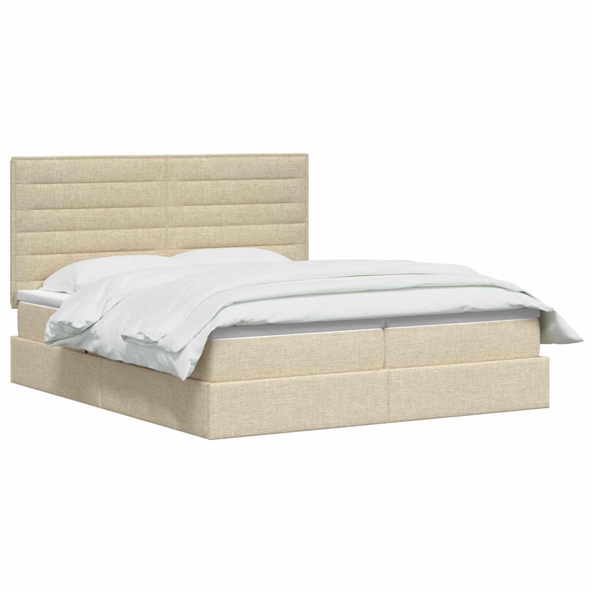 Κρεβάτι Αποθήκης με κεφαλάρι Κρεμ 180 x 200 cm Ύφασμα