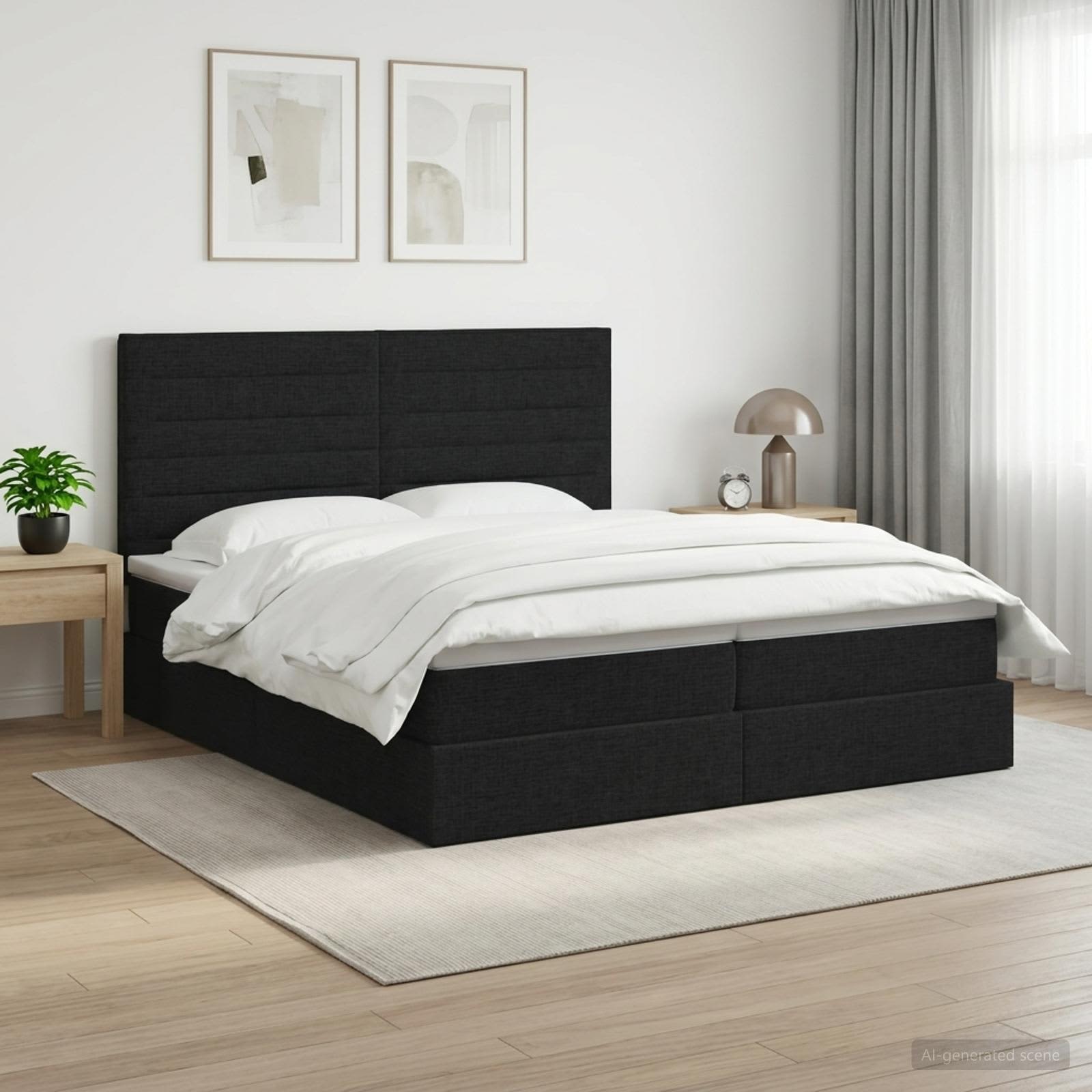Κρεβάτι Αποθήκης με κεφαλάρι Μαύρο 180 x 200 cm Ύφασμα