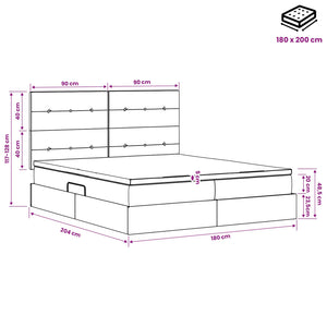 Κρεβάτι Αποθήκης με κεφαλάρι Σκούρο Γκρι 180 x 200 cm Ύφασμα - Pakobazaar