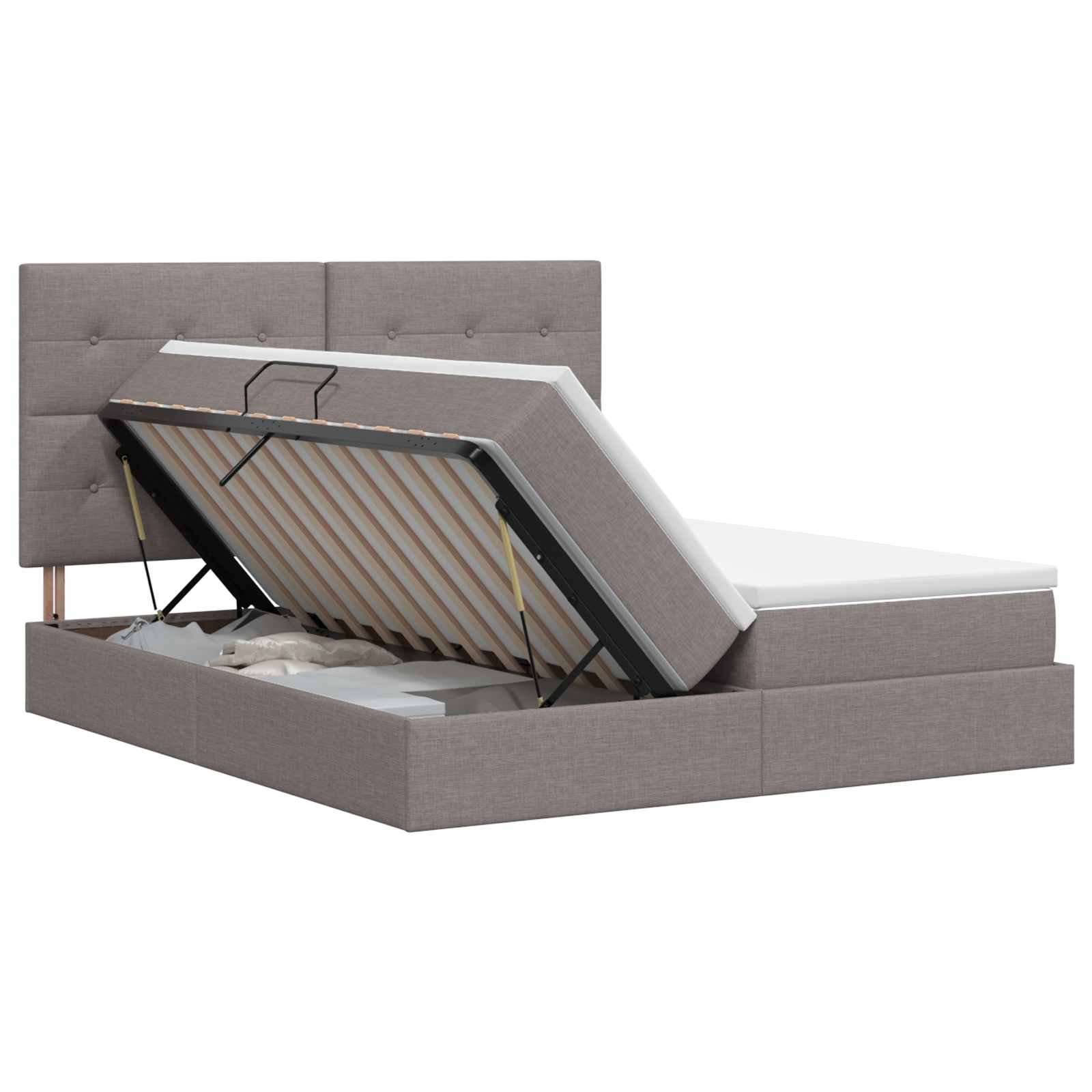 Κρεβάτι Αποθήκης με κεφαλάρι Taupe 180 x 200 cm Ύφασμα
