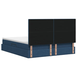 Κρεβάτι Αποθήκης με κεφαλάρι Μπλε 180 x 200 cm Ύφασμα