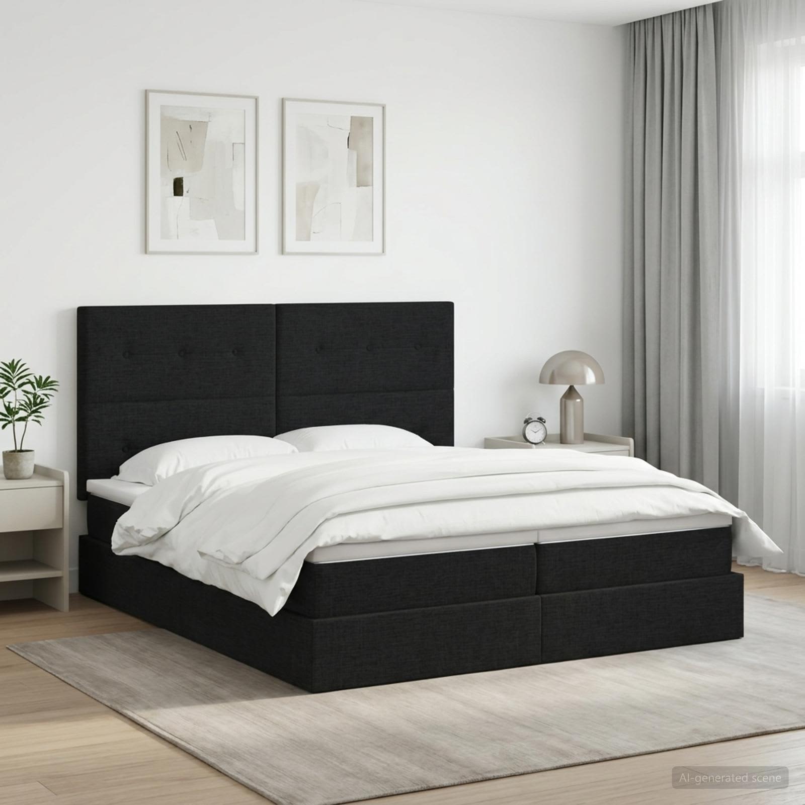 Κρεβάτι Αποθήκης με κεφαλάρι Μαύρο 180 x 200 cm Ύφασμα