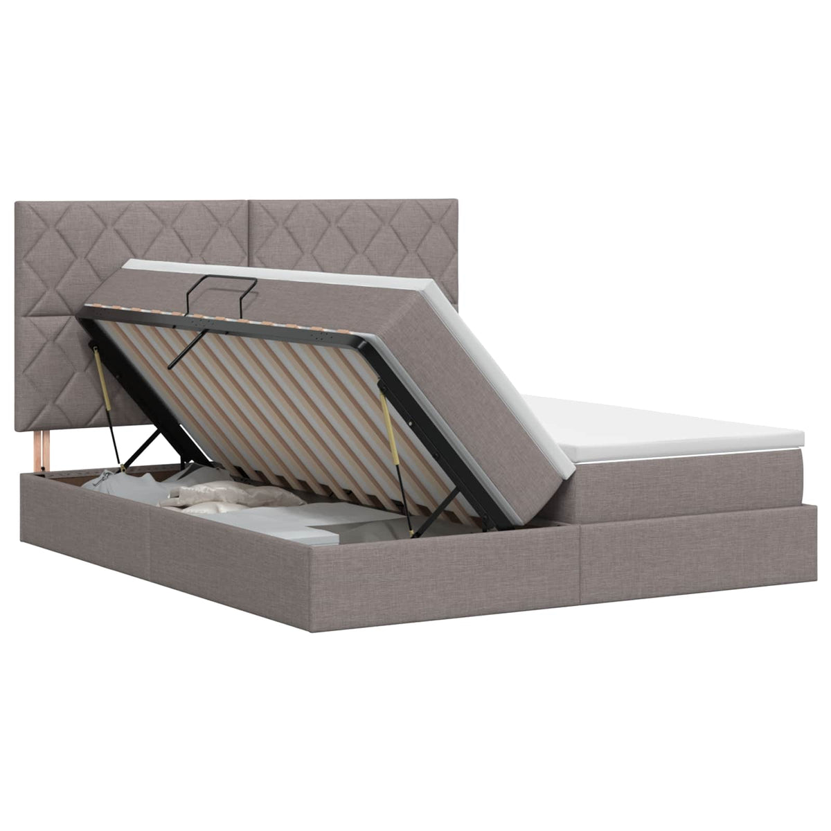 Κρεβάτι Αποθήκης με κεφαλάρι Taupe 180 x 200 cm Ύφασμα - Pakobazaar