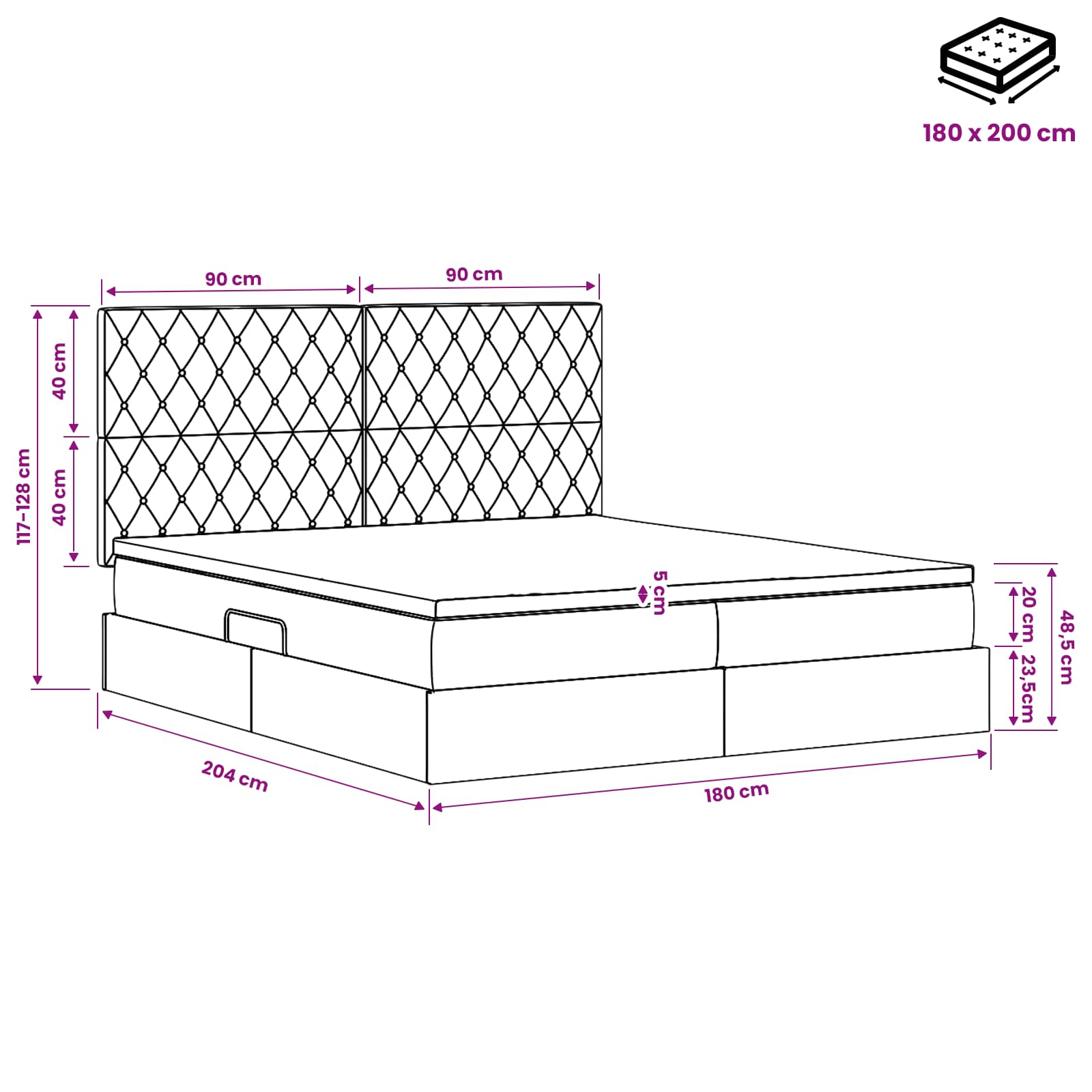 Κρεβάτι Αποθήκης με κεφαλάρι Ροζ 180 x 200 cm Βελούδο - Pakobazaar