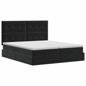 Κρεβάτι Αποθήκης με κεφαλάρι Μαύρο 200 x 200 cm Βελούδο - Pakobazaar