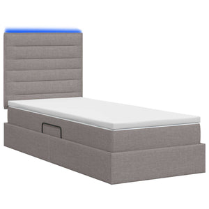 LED Κρεβάτι αποθήκευσης με στρώμα Taupe 90 x 190 cm Ύφασμα - Pakobazaar