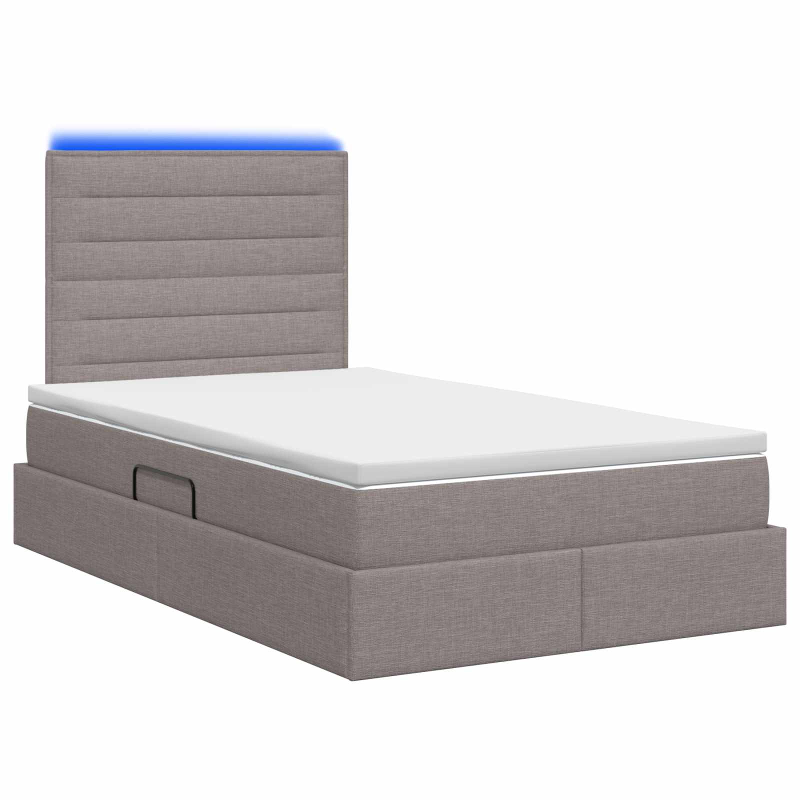 LED Κρεβάτι αποθήκευσης με στρώμα Taupe 120 x 200 cm Ύφασμα