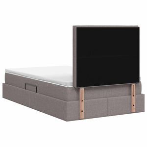 LED Κρεβάτι αποθήκευσης με στρώμα Taupe 120 x 200 cm Ύφασμα