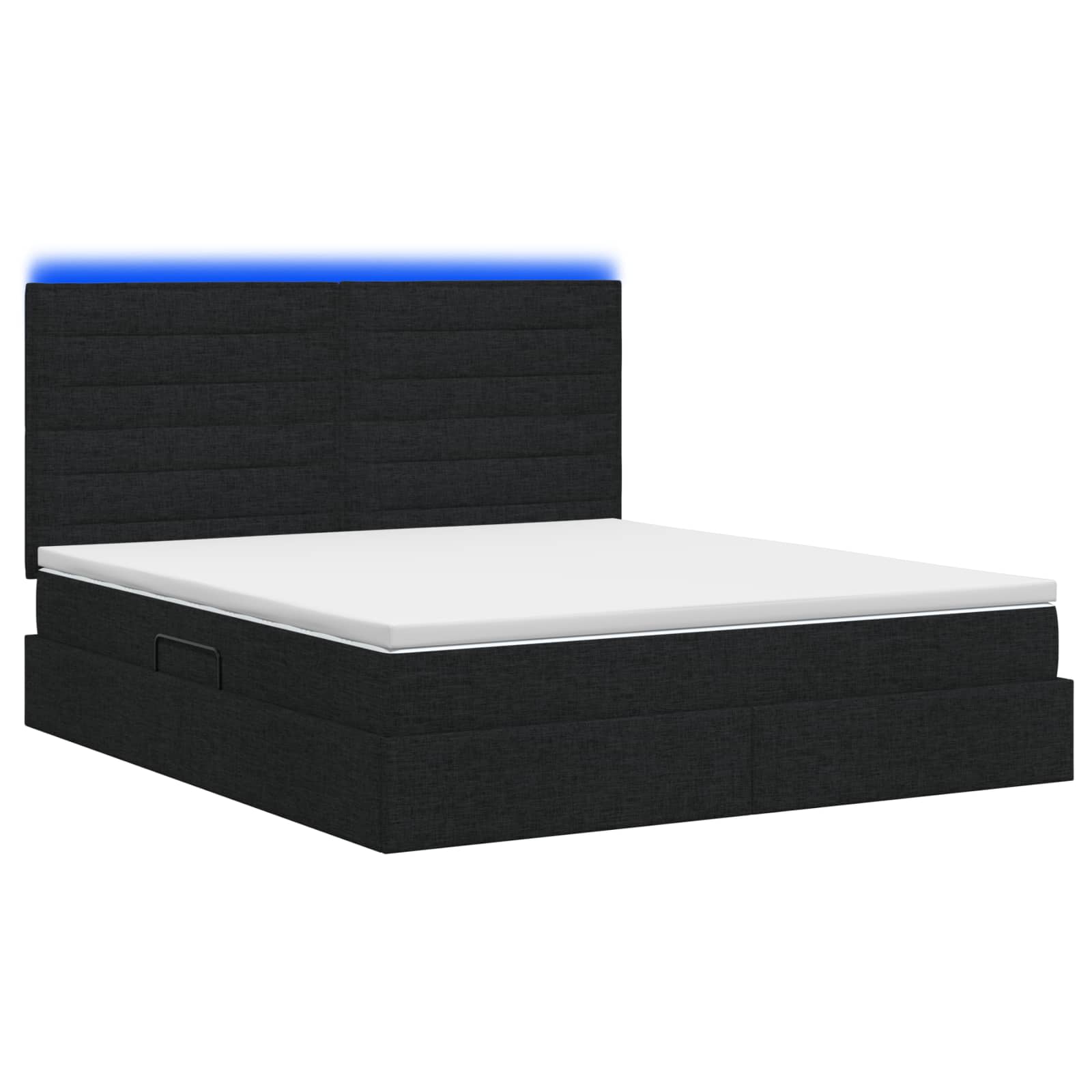 LED Κρεβάτι αποθήκευσης με στρώμα Μαύρο 180 x 200 cm Ύφασμα - Pakobazaar