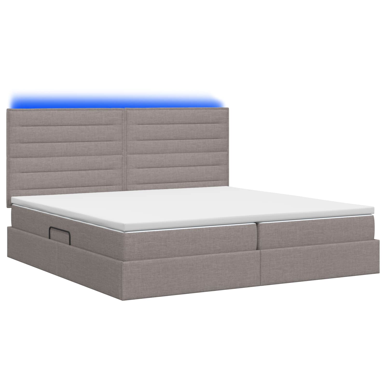 LED Κρεβάτι αποθήκευσης με στρώμα Taupe 200 x 200 cm Ύφασμα