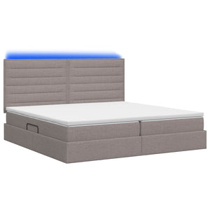 LED Κρεβάτι αποθήκευσης με στρώμα Taupe 200 x 200 cm Ύφασμα