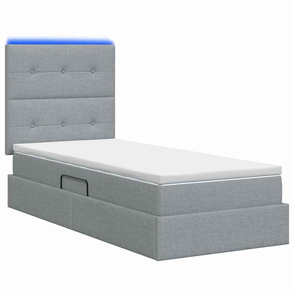 LED Κρεβάτι αποθήκευσης με στρώμα Ανοιχτό γκρι 100 x 200 cm - Pakobazaar