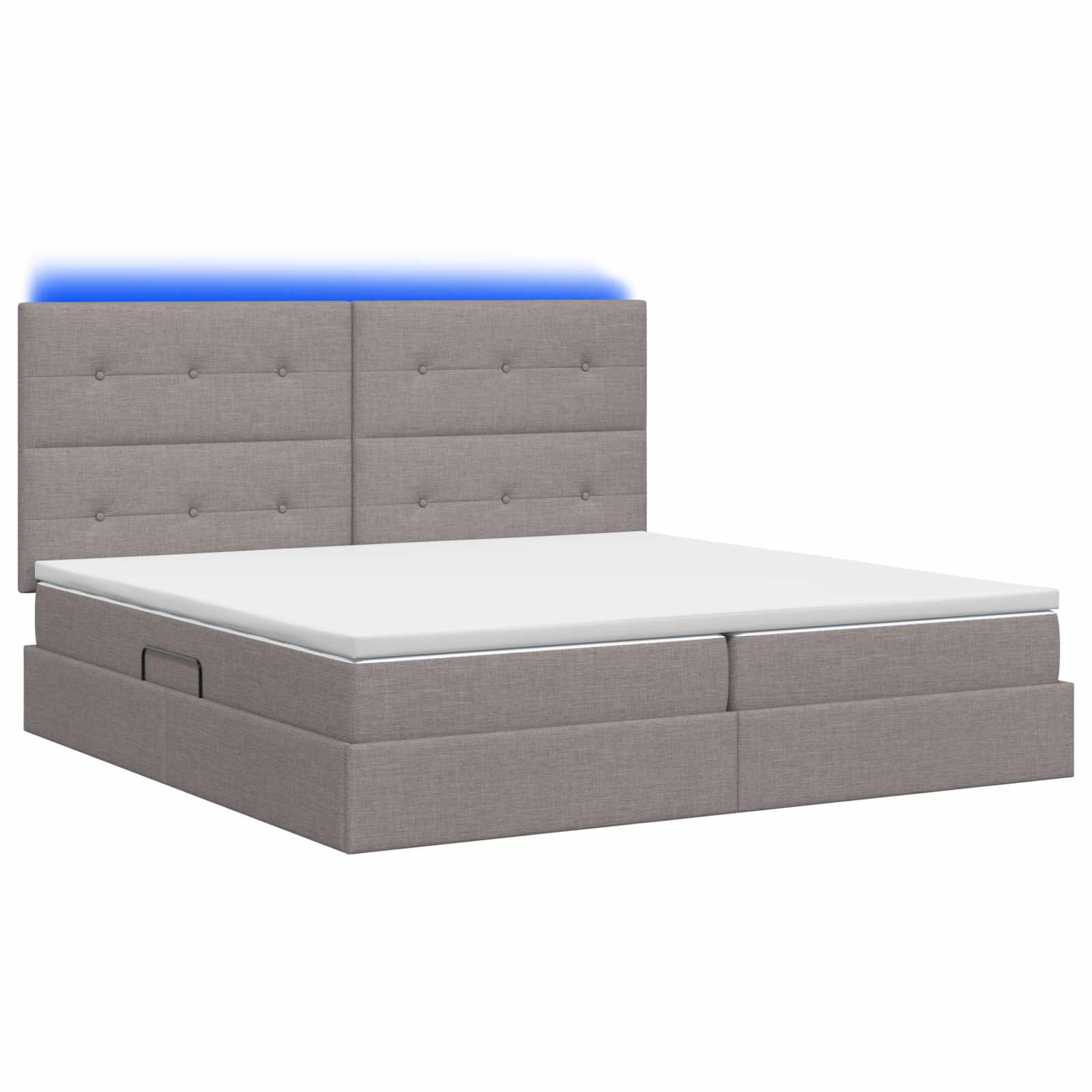 LED Κρεβάτι αποθήκευσης με στρώμα Taupe 200 x 200 cm Ύφασμα