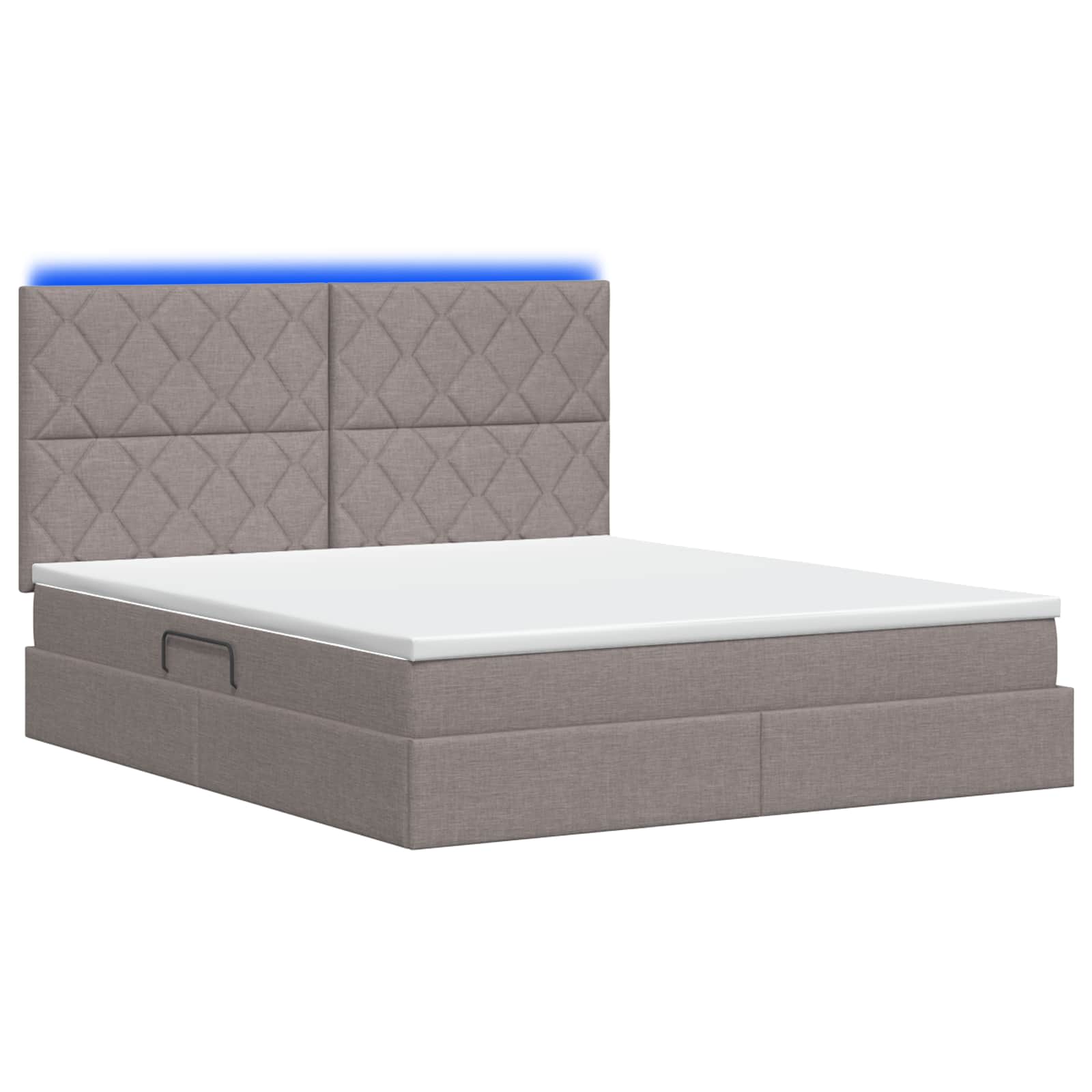 LED Κρεβάτι αποθήκευσης με στρώμα Taupe 160 x 200 cm Ύφασμα - Pakobazaar