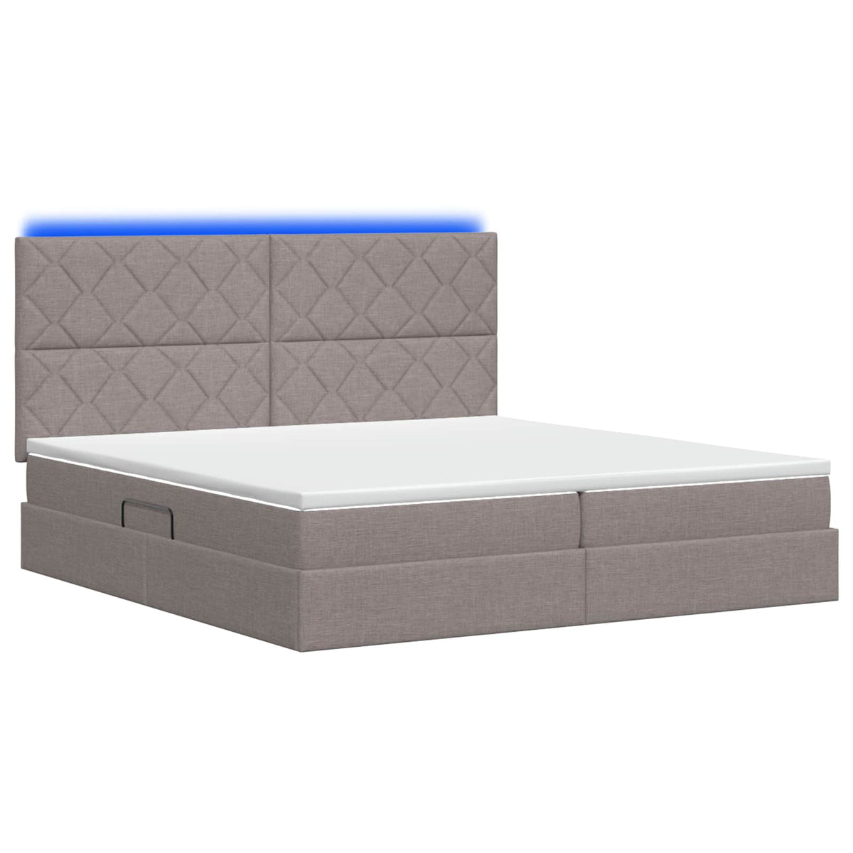 LED Κρεβάτι αποθήκευσης με στρώμα Taupe 200 x 200 cm Ύφασμα - Pakobazaar