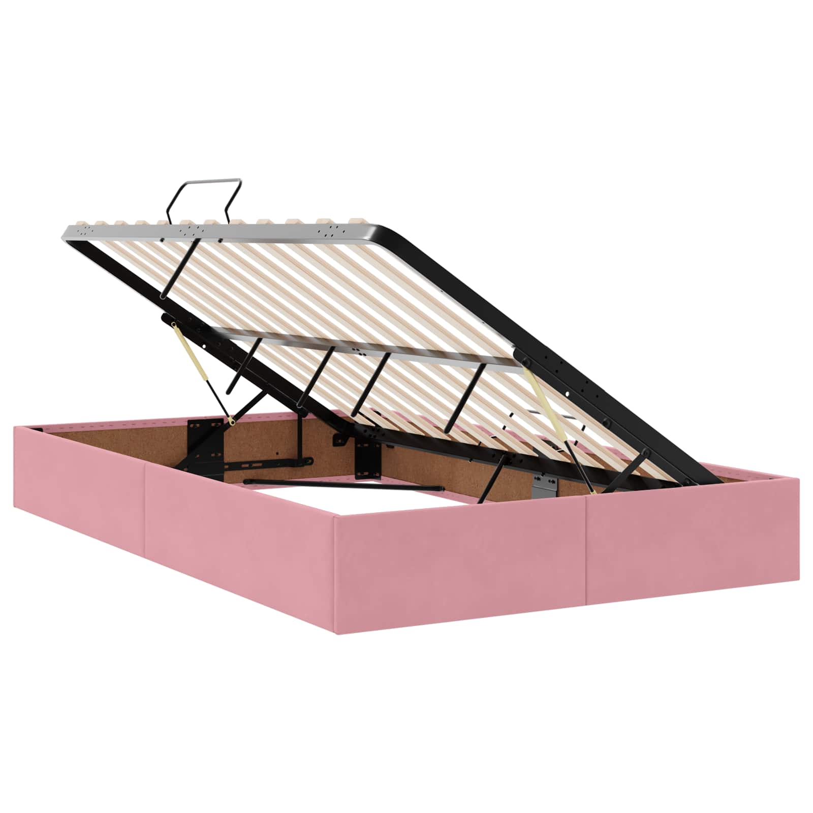 LED Κρεβάτι αποθήκευσης με στρώμα Ροζ 120 x 200 cm Βελούδο - Pakobazaar