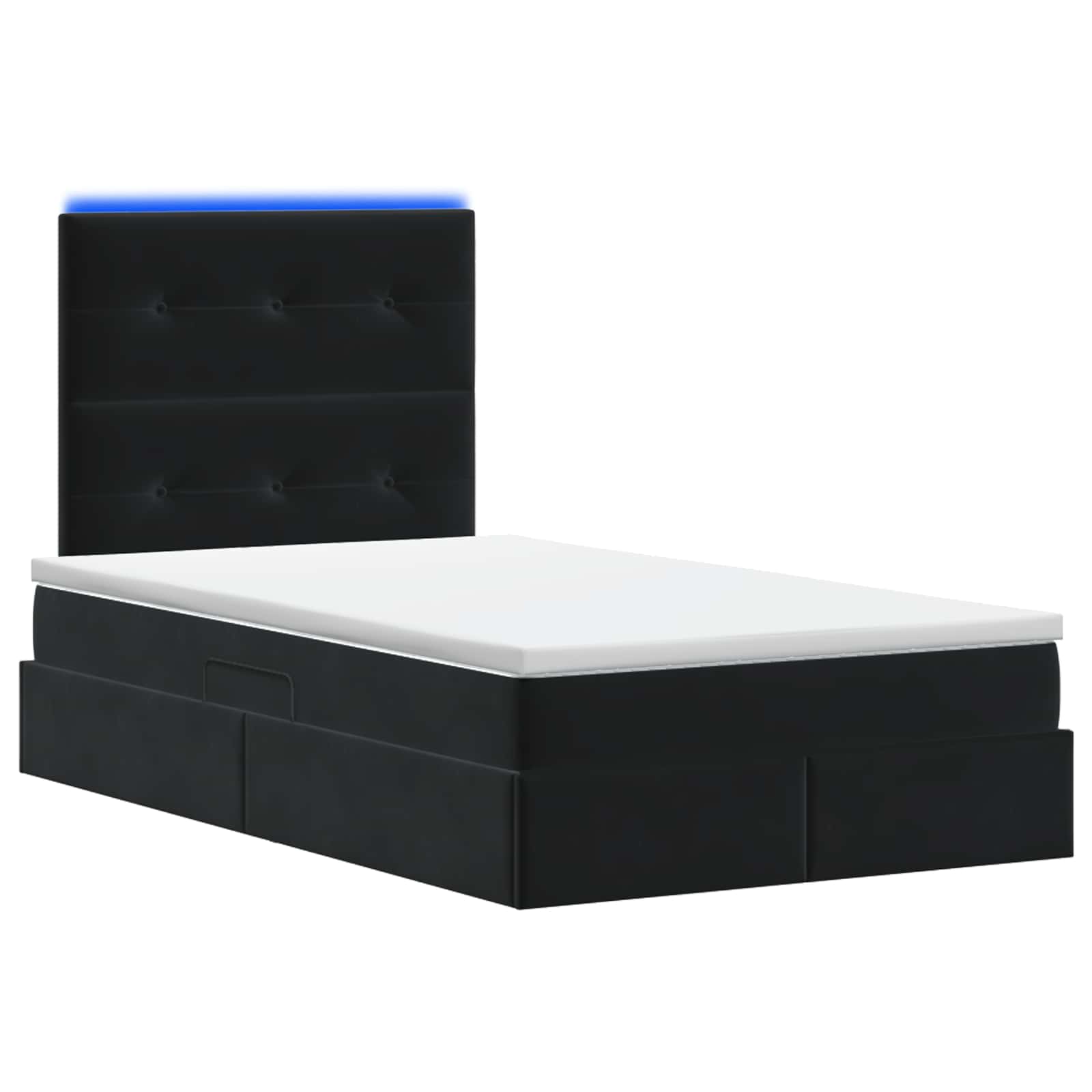 LED Κρεβάτι αποθήκευσης με στρώμα Μαύρο 120 x 200 cm Βελούδο