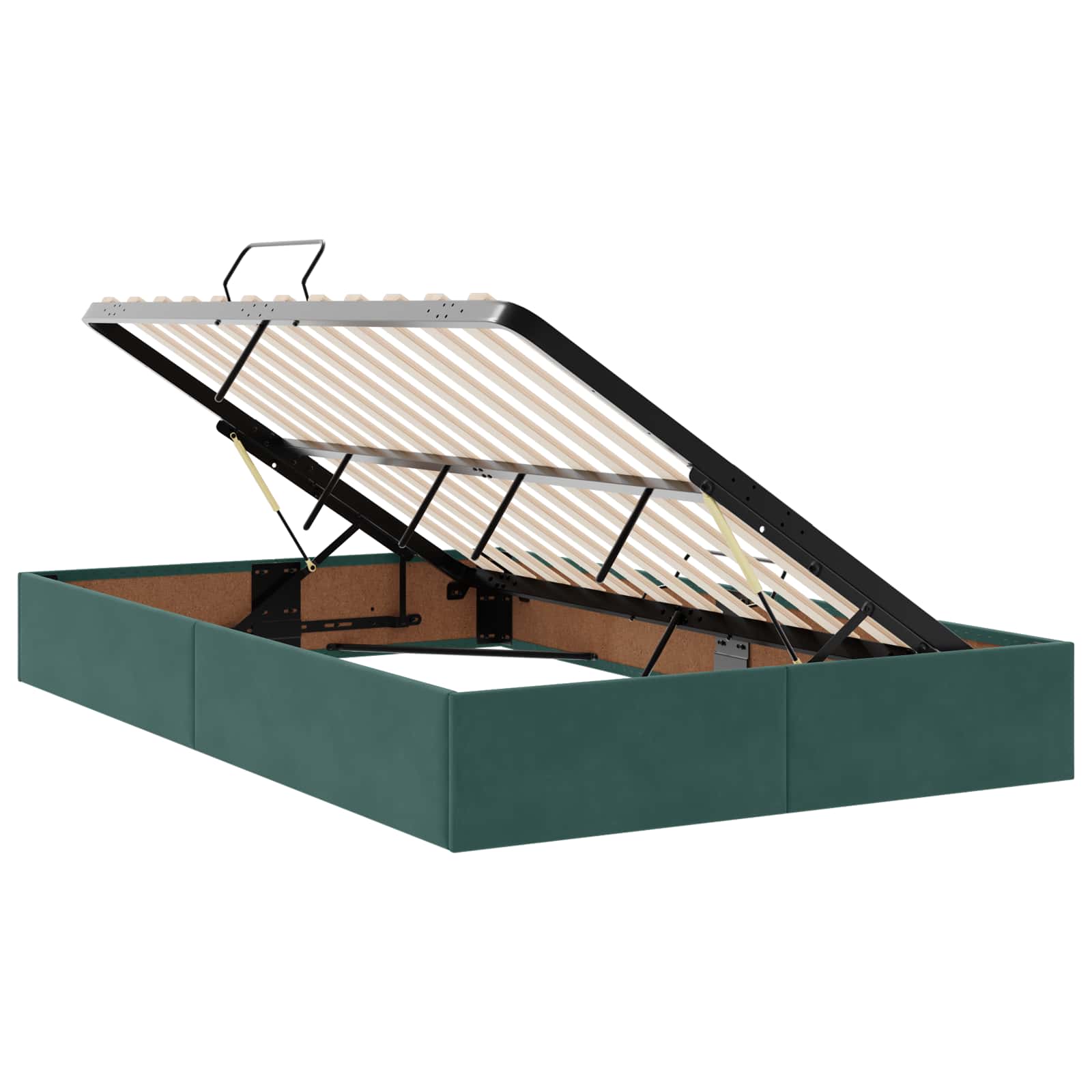 LED Κρεβάτι αποθήκευσης με στρώμα Σκούρο Πράσινο 120 x 190 cm