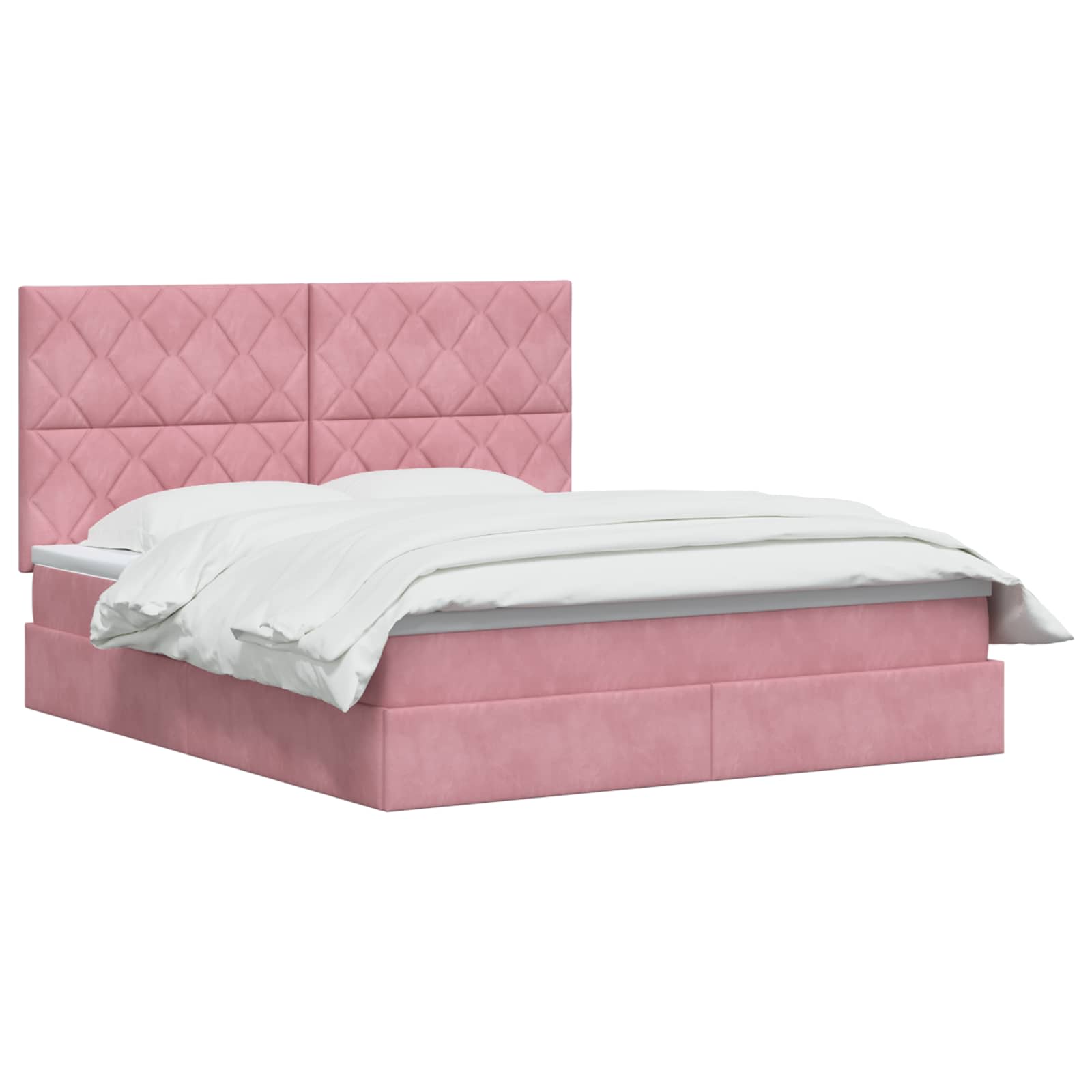 LED Κρεβάτι αποθήκευσης με στρώμα Ροζ 140 x 200 cm Βελούδο
