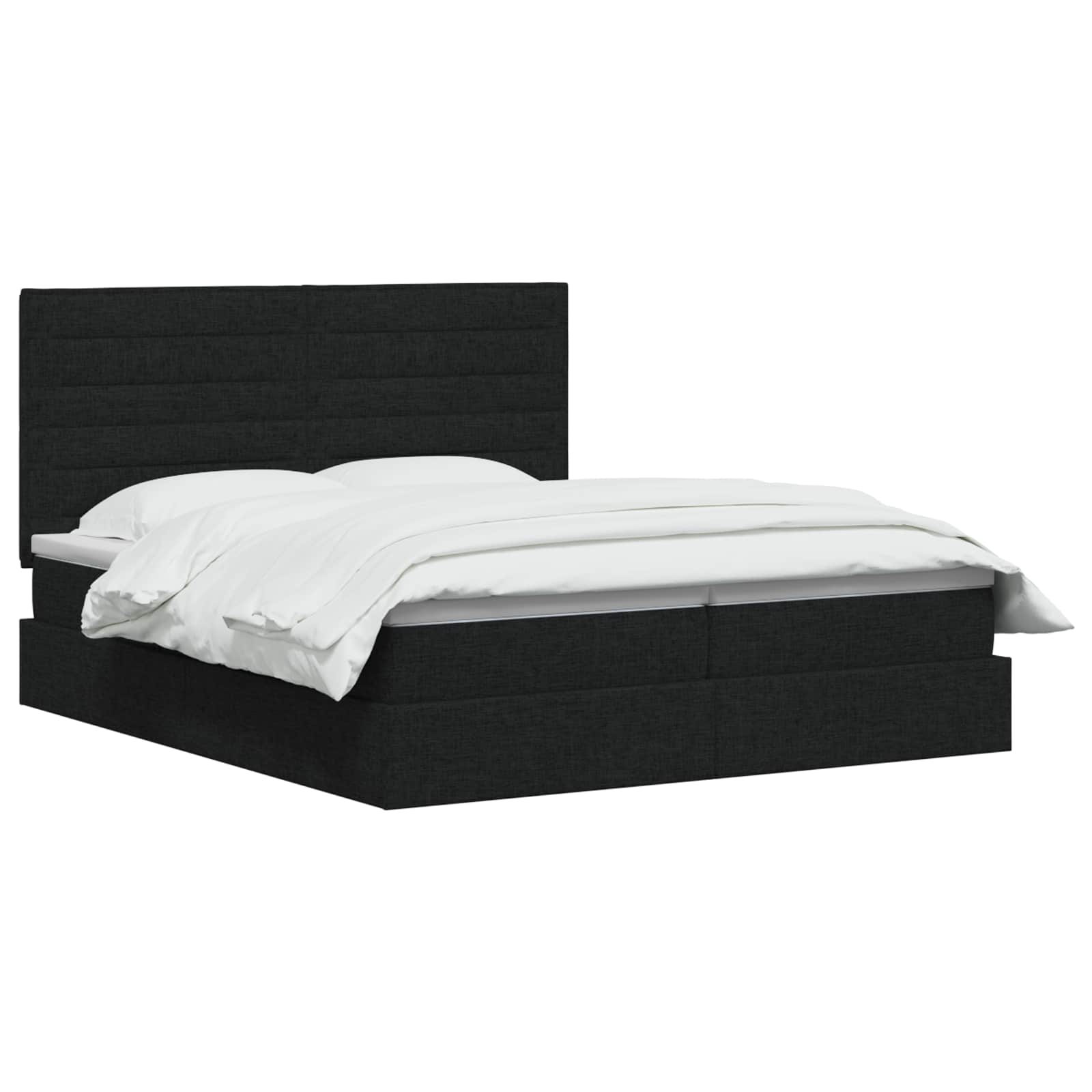 LED Κρεβάτι αποθήκευσης με στρώμα Μαύρο 180 x 200 cm Ύφασμα