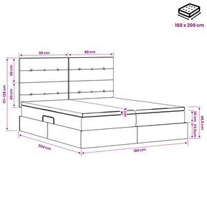 LED Κρεβάτι αποθήκευσης με στρώμα Κρεμ 180 x 200 cm Ύφασμα