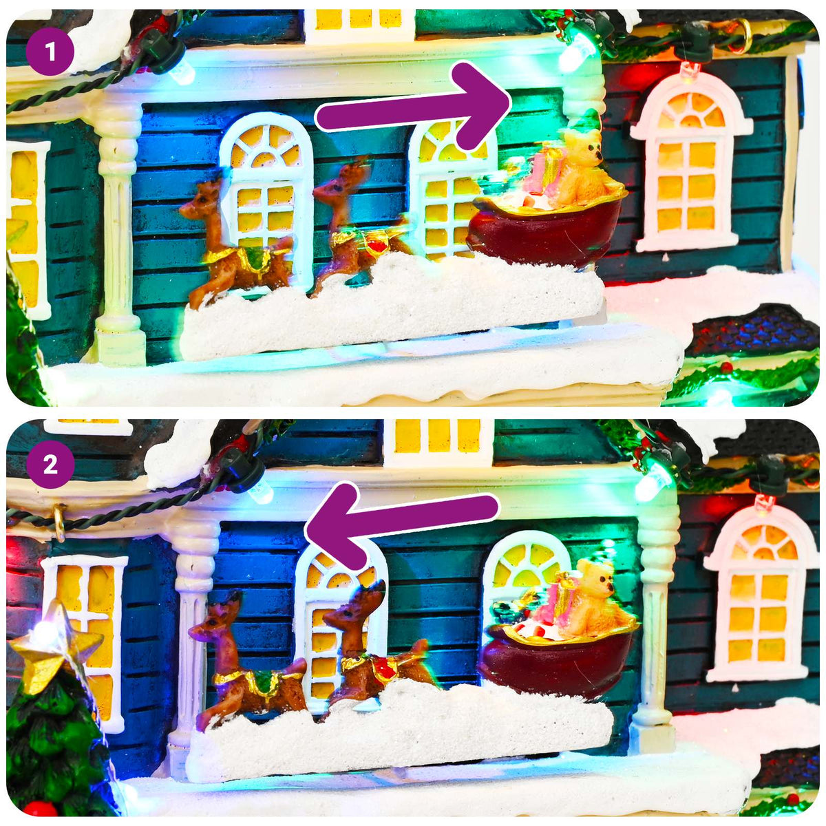 Χριστουγεννιάτικο χωριό με έλκηθρο SALO 19 x 13 x 24 cm Ρετσίνι - Pakobazaar