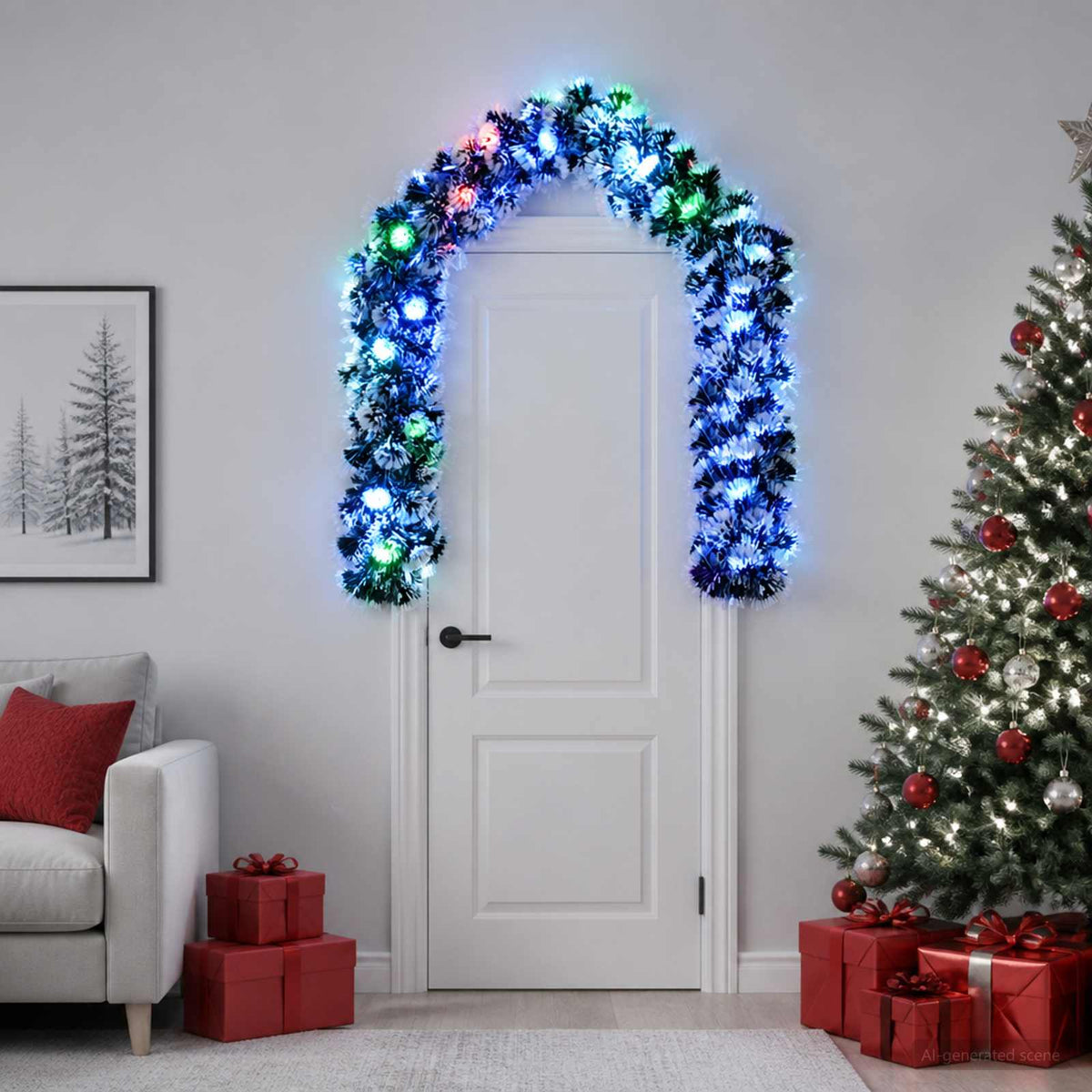 Χριστουγεννιάτικη στεφάνη 200 cm 16 LED Πολύχρωμο PET
