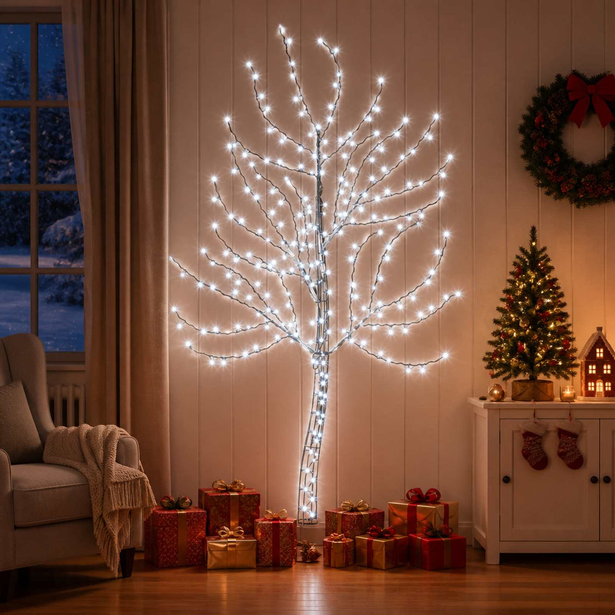 LED χριστουγεννιάτικο δέντρο τοίχου 180 εκ. 200 LED Ψυχρό λευκό