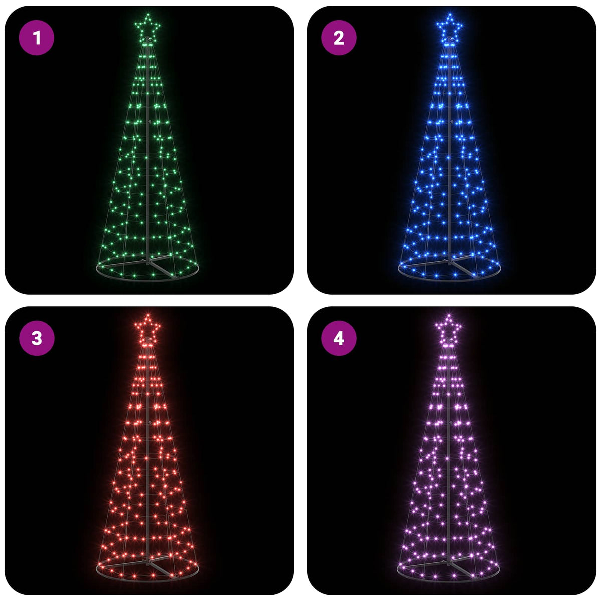 LED Χριστουγεννιάτικο Δέντρο 250 εκ. 300 LED RGB Ατσάλι RGB - Pakobazaar