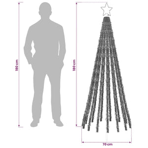 LED Χριστουγεννιάτικο Δέντρο 180 εκ. 255 LED Πολύχρωμο Ατσάλι