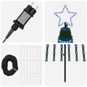 LED Χριστουγεννιάτικο Δέντρο 300 εκ. 668 LED Μπλε Ατσάλι Μαύρο