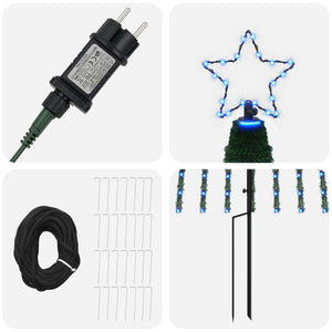 LED Χριστουγεννιάτικο Δέντρο 400 εκ. 1028 LED Μπλε Ατσάλι Μαύρο