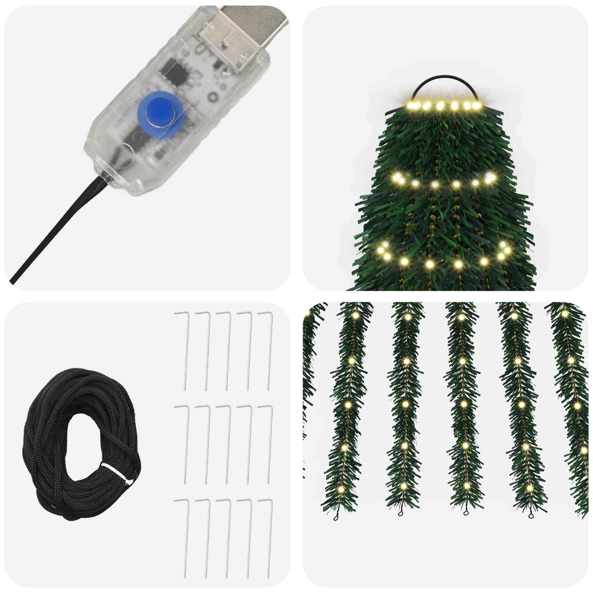 LED Χριστουγεννιάτικο Δέντρο 150 εκ. 240 LED Θερμό λευκό Ατσάλι