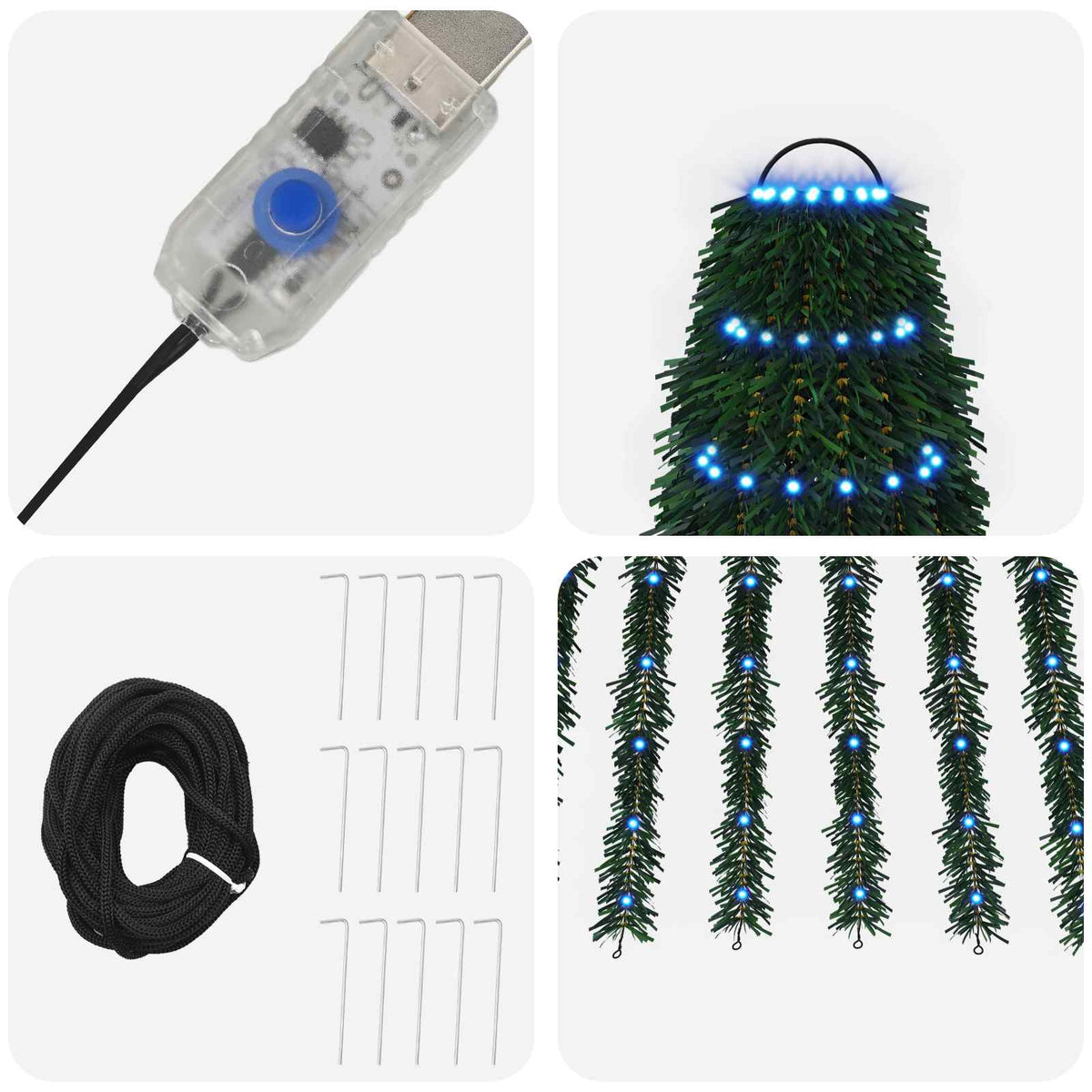 LED Χριστουγεννιάτικο Δέντρο 150 εκ. 240 LED Μπλε Ατσάλι - Pakobazaar