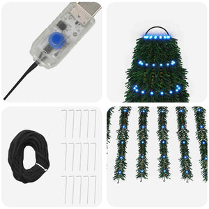 LED Χριστουγεννιάτικο Δέντρο 150 εκ. 240 LED Μπλε Ατσάλι - Pakobazaar