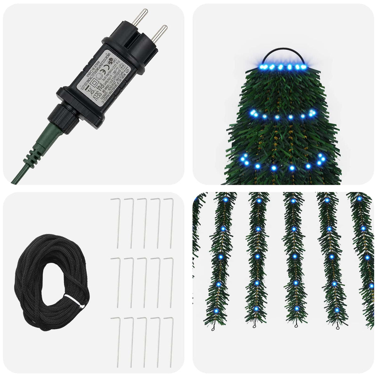 LED Χριστουγεννιάτικο Δέντρο 220 εκ. 460 LED Μπλε Ατσάλι - Pakobazaar
