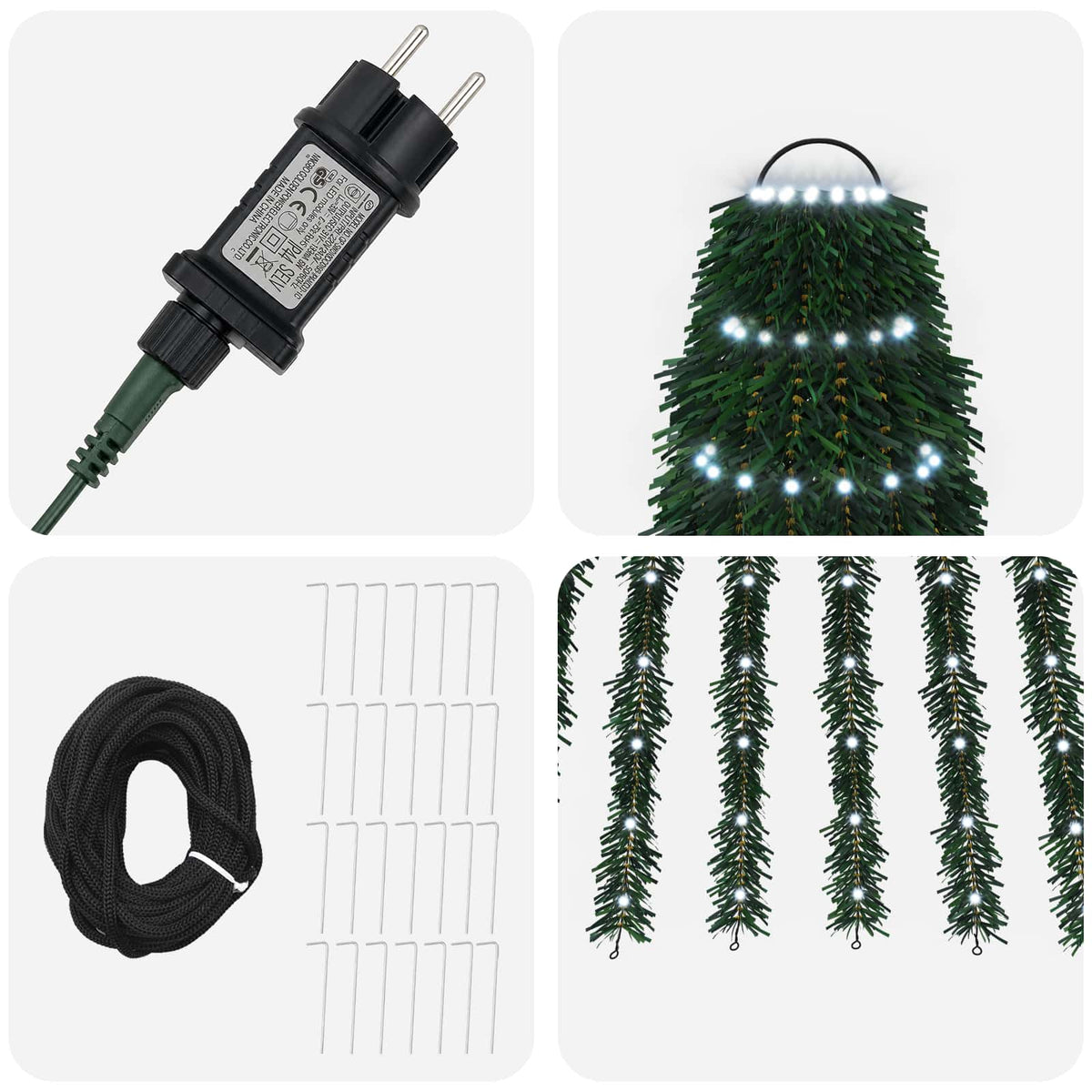 LED Χριστουγεννιάτικο Δέντρο 370 εκ. 1008 LED Ψυχρό λευκό - Pakobazaar