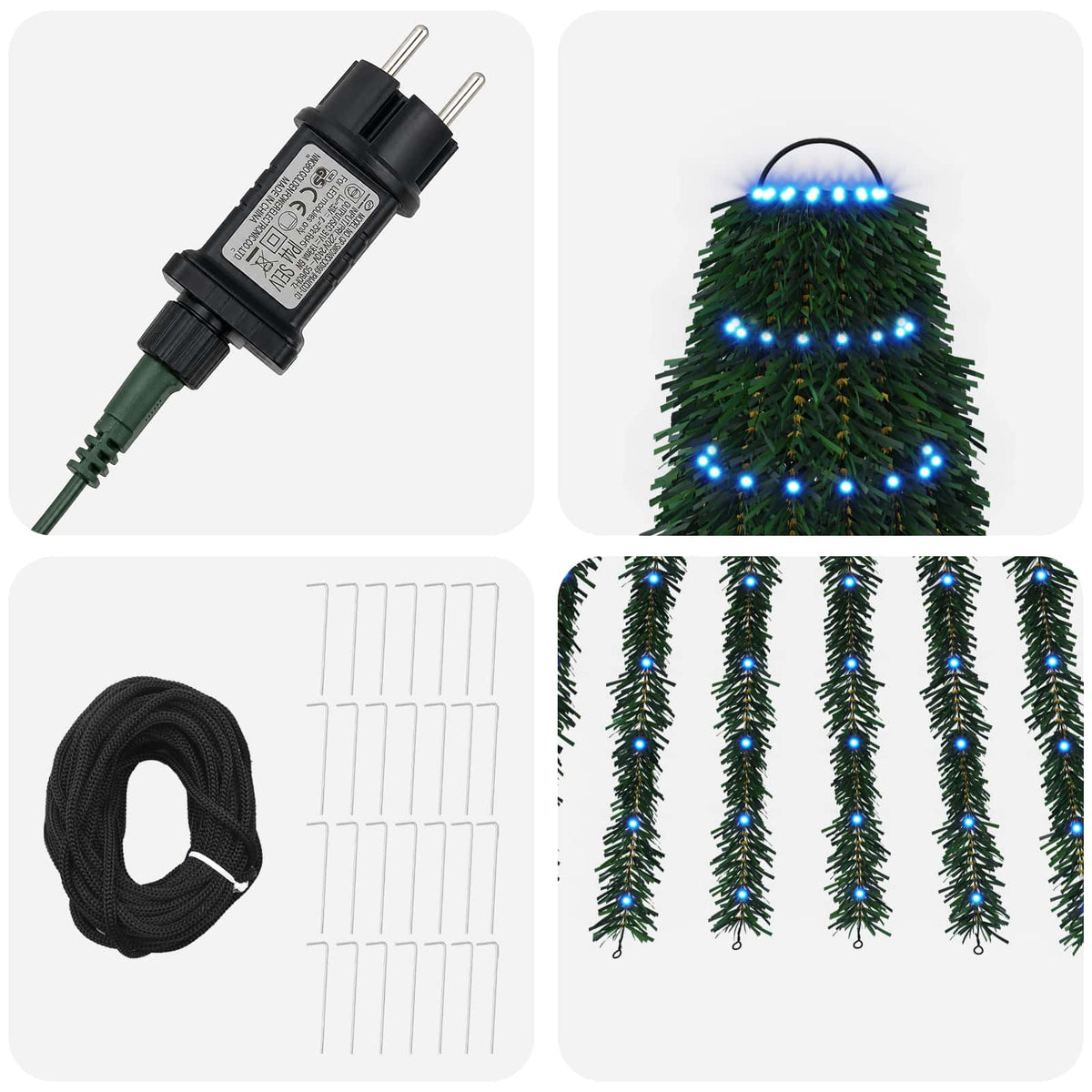 LED Χριστουγεννιάτικο Δέντρο 370 εκ. 1008 LED Μπλε Ατσάλι - Pakobazaar