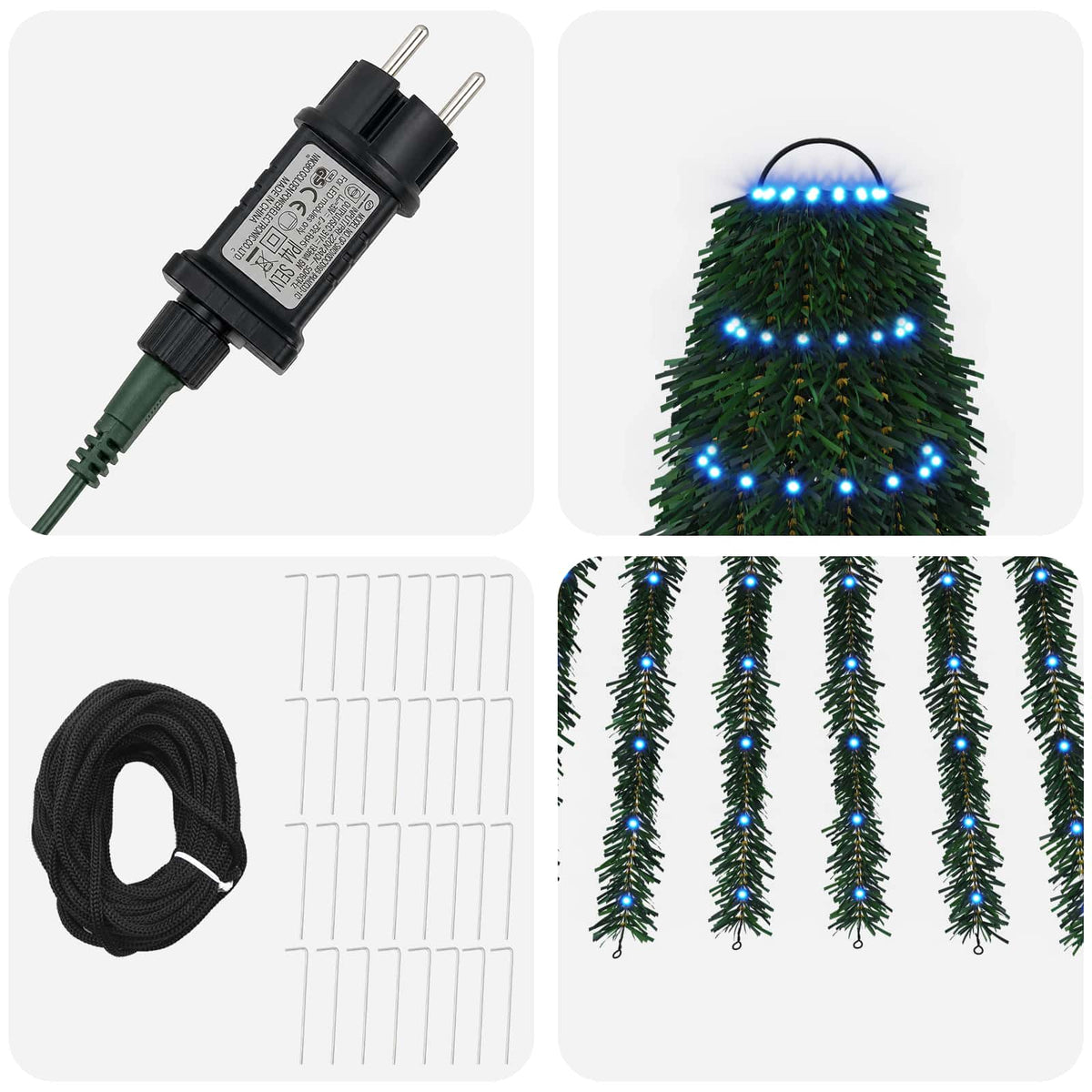 LED Χριστουγεννιάτικο Δέντρο 470 εκ. 1504 LED Μπλε Ατσάλι - Pakobazaar