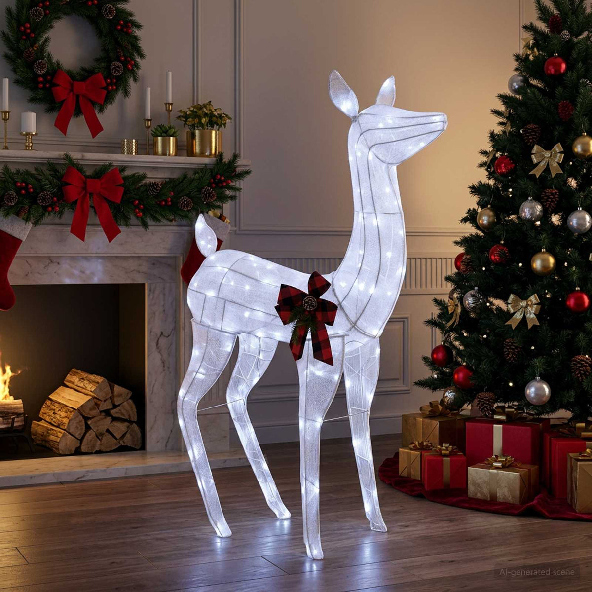 3D Γιορτινός Ρούντολφ LOVIISA 200 LED Ψυχρό λευκό