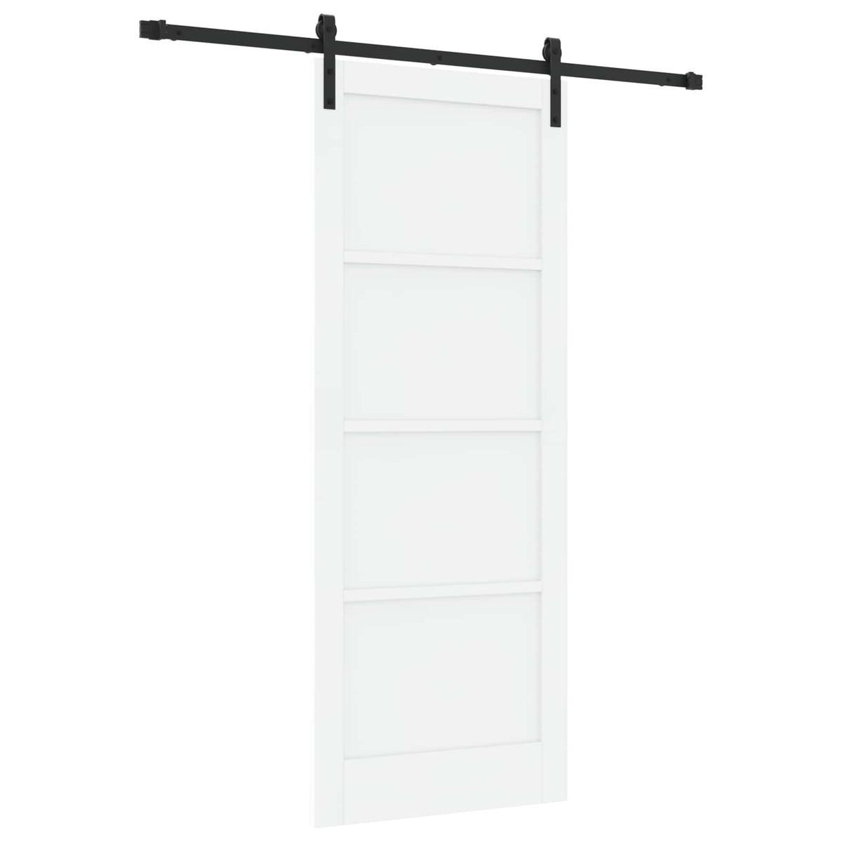 Συρόμενη Πόρτα 83 x 211 cm Επεξεργασμένο Ξύλο Λευκό και Μαύρο - Pakobazaar